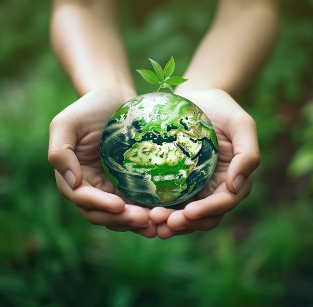 Des mains qui portent la planète terre